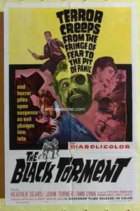 t552 BLACK TORMENT one-sheet movie poster '64 terror creeps to pit of panic!