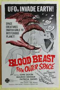 t553 BLOOD BEAST FROM OUTER SPACE one-sheet movie poster '65 sexy sci-fi!