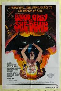 t554 BLOOD ORGY OF THE SHE DEVILS one-sheet movie poster '72 Ted V. Mikels