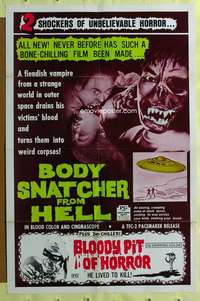 t557 BODY SNATCHER FROM HELL/BLOODY PIT OF HORROR one-sheet movie poster '70s