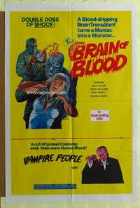 t558 BRAIN OF BLOOD/BLOOD DRINKERS one-sheet movie poster '71 Gray Morrow