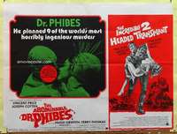 t467 ABOMINABLE DR PHIBES/INCREDIBLE TWO HEADED TRANSPL British quad movie poster '70s