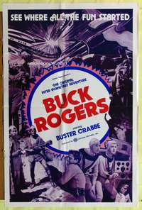 t561 BUCK ROGERS one-sheet movie poster R66 Buster Crabbe serial!