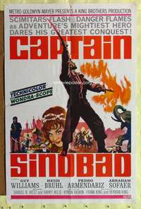 t568 CAPTAIN SINDBAD one-sheet movie poster '63 Guy Williams, Armendariz