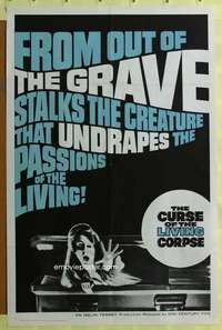 t582 CURSE OF THE LIVING CORPSE one-sheet movie poster '64 from the grave!