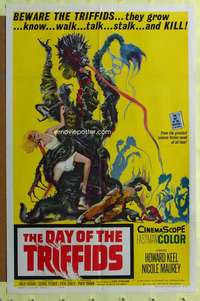 t586 DAY OF THE TRIFFIDS one-sheet movie poster '62 Howard Keel classic!