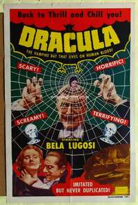 t001 DRACULA one-sheet movie poster R51 Bela Lugosi spider web image!