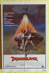 t599 DRAGONSLAYER one-sheet movie poster '81 Jeff Jones fantasy artwork!