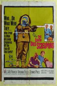 t601 EARTH DIES SCREAMING one-sheet movie poster '64 Terence Fisher, sci-fi
