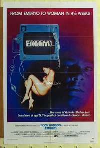 t603 EMBRYO one-sheet movie poster '76 Rock Hudson, human cloning sci-fi!