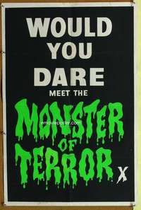 t056 DIE MONSTER DIE teaser English double crown movie poster '65