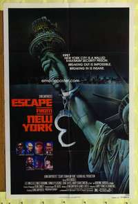 t611 ESCAPE FROM NEW YORK advance one-sheet movie poster '81 Lady Liberty!