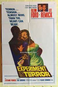 t618 EXPERIMENT IN TERROR one-sheet movie poster '62 Glenn Ford, Remick