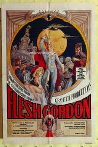 t626 FLESH GORDON one-sheet movie poster '74 sexploitation sci-fi spoof!