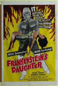t629 FRANKENSTEIN'S DAUGHTER one-sheet movie poster '58 monster & sexy girl