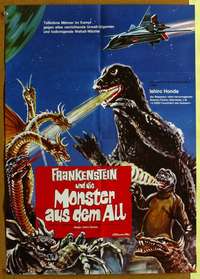 t488 DESTROY ALL MONSTERS German movie poster R80s Godzilla, Ghidrah!