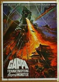t496 GAPPA German movie poster '67 fire breathing rubbery monster!