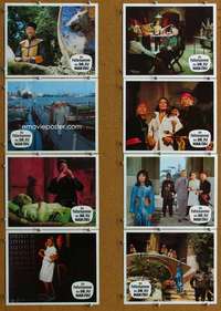 t516 CASTLE OF FU MANCHU 8 German movie lobby cards '72 Lee, Jess Franco