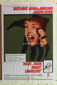 t664 HUSH HUSH SWEET CHARLOTTE one-sheet movie poster '65 Bette Davis