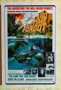 t688 LAND THAT TIME FORGOT one-sheet movie poster '75 Akimoto dinosaur art!