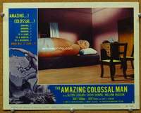 t197 AMAZING COLOSSAL MAN movie lobby card #2 '57 too big for his bed!