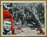t377 BLOB /DINOSAURUS movie lobby card #1 '64 great fighting T-Rex!