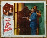 t138 BOWERY BOYS MEET THE MONSTERS movie lobby card '54 big ape!