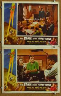 t205 BRAIN FROM PLANET AROUS 2 movie lobby cards '57 Agar, wild sci-fi!