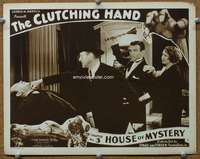 t082 CLUTCHING HAND Chap 3 movie lobby card '36 slugged from behind!