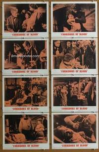 t365 CORRIDORS OF BLOOD 8 movie lobby cards '63 Boris Karloff, Chris Lee