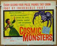 t239 COSMIC MONSTERS movie title lobby card '58 giant spider in web image!