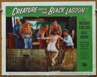 t112 CREATURE FROM THE BLACK LAGOON movie lobby card #2 '54 sexy girl!