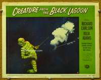 t108 CREATURE FROM THE BLACK LAGOON movie lobby card #4 '54 he's shot!