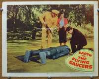 t174 EARTH VS THE FLYING SAUCERS #3 movie lobby card '56 dead robot!