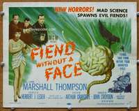t242 FIEND WITHOUT A FACE movie title lobby card '58 bizarre giant brain!