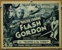 t071 FLASH GORDON Chap 12 movie title lobby card '36 Buster Crabbe serial!