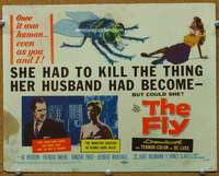 t243 FLY movie title lobby card '58 Vincent Price, classic sci-fi!