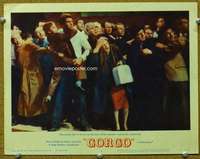 t334 GORGO movie lobby card #6 '61 Bill Travers escapes with crowd!