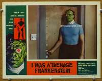 t218 I WAS A TEENAGE FRANKENSTEIN movie lobby card #4 '57 monster!
