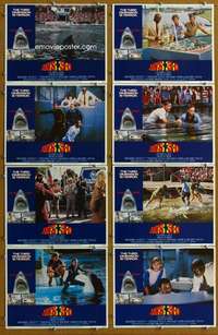 t454 JAWS 3-D 8 movie lobby cards '83 Great White Shark horror!