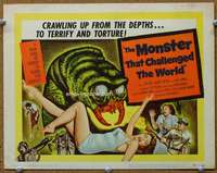 t225 MONSTER THAT CHALLENGED THE WORLD movie title lobby card '57 sci-fi!