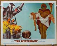 t293 MYSTERIANS movie lobby card #2 '59 monster destroys buildings!