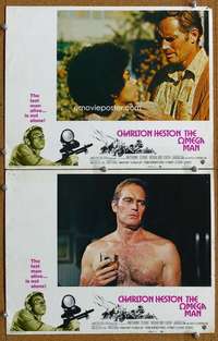 t420 OMEGA MAN 2 movie lobby cards '71 barechested Charlton Heston!