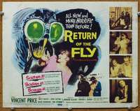 t296 RETURN OF THE FLY movie title lobby card '59 Vincent Price, sci-fi!