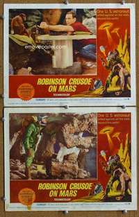 t390 ROBINSON CRUSOE ON MARS 2 movie lobby cards '64 Paul Mantee
