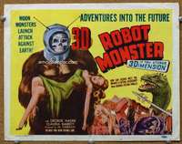 t137 ROBOT MONSTER movie title lobby card '53 3D, the worst movie ever!