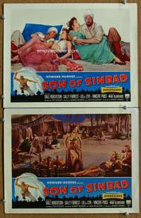 t163 SON OF SINBAD 2 movie lobby cards '55 Dale Robertson, Howard Hughes