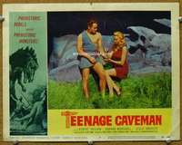 t263 TEENAGE CAVEMAN movie lobby card #8 '58 girl tends to Vaughn!