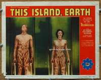t164 THIS ISLAND EARTH movie lobby card #4 '55 the transformation!