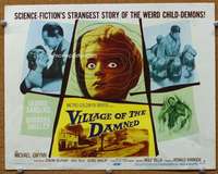 t326 VILLAGE OF THE DAMNED movie title lobby card '60 George Sanders